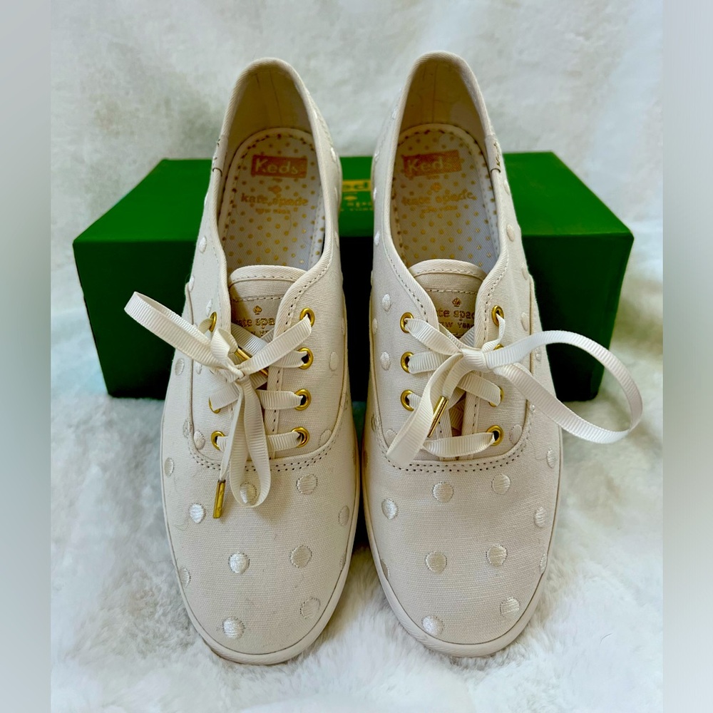 Kate Spade x Keds Cream Polka Dot Sneakers (NWOT)